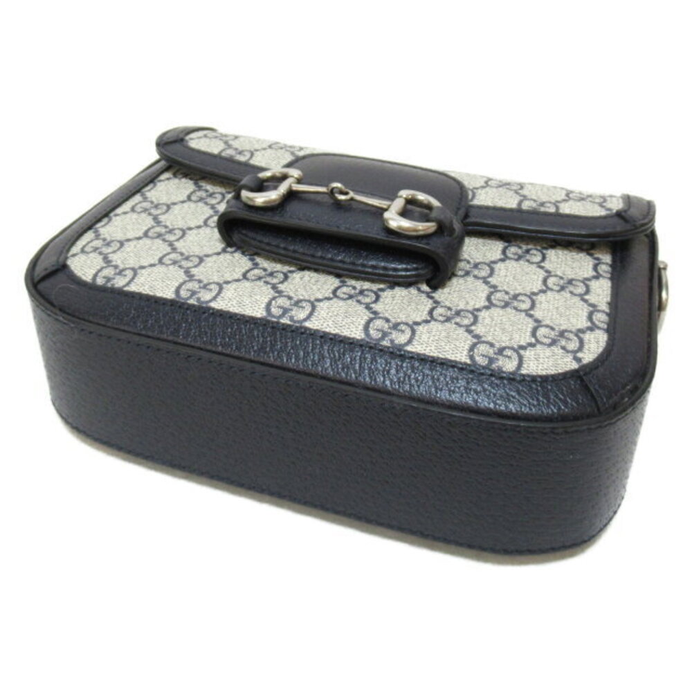 Gucci GG Supreme Horsebid Shoulder Bag Canvas Navy Blue - Picture 4 of 10